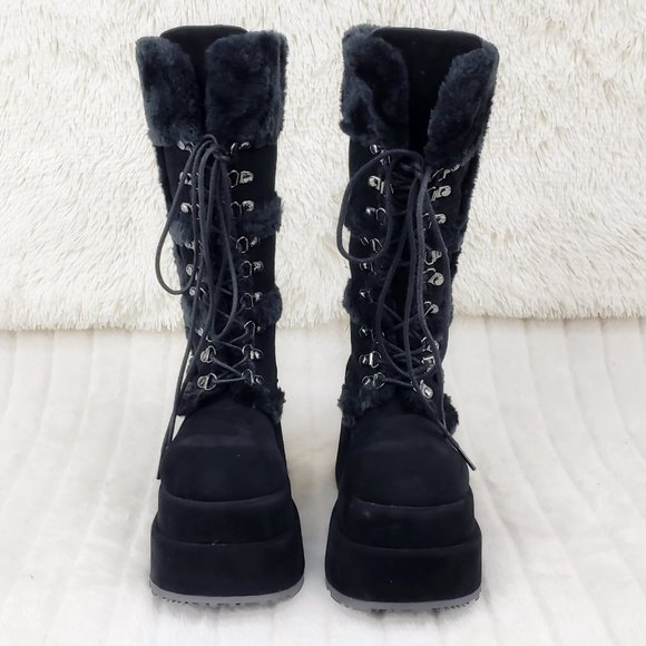 Furry Goth 202 Punk Platform Calf Boots Stomper RESTOCKED Bear - Picture 10 of 11